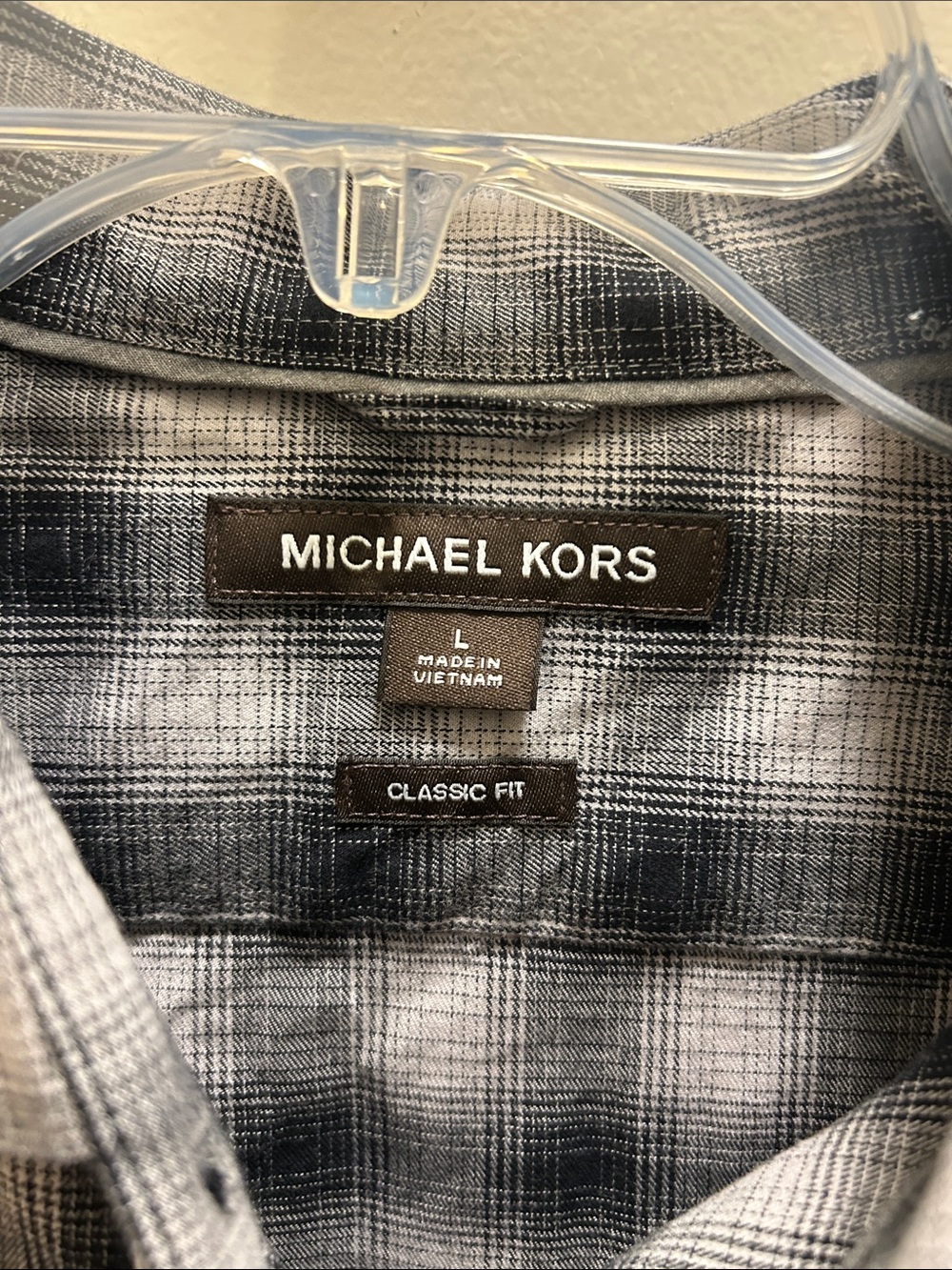 Men’s Michael Kors Black and Gray Plaid Button-Down Shirt - Picture 3 of 3